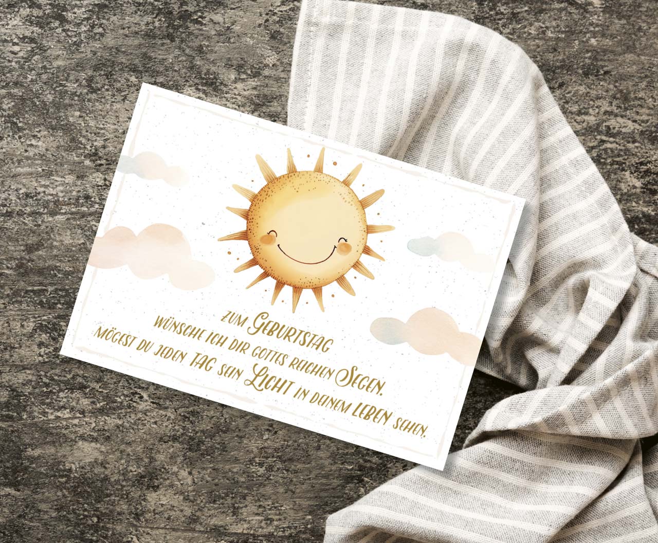 Postkarte Sonne zum Geburtstag -  Anlass: Geburtstag (14,8 x 10,5 cm)