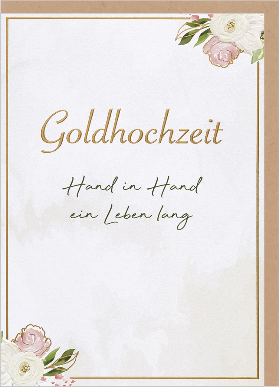 Faltkarte Goldhochzeit Hand in Hand -  Anlass: Goldhochzeit (11,5 x 17 cm)