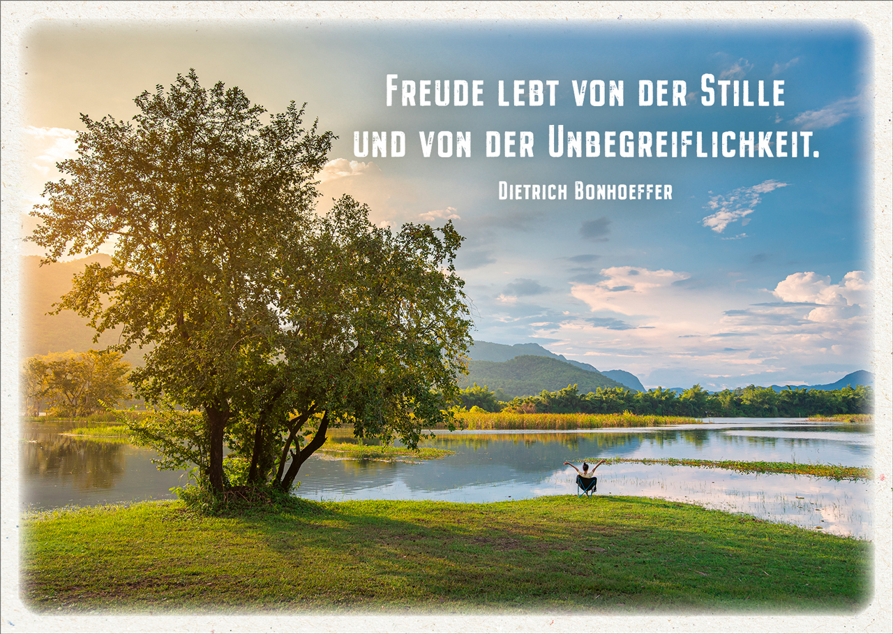 Postkarte Freude lebt von der Stille - Baum am See -  (14,8 x 10,5 cm)