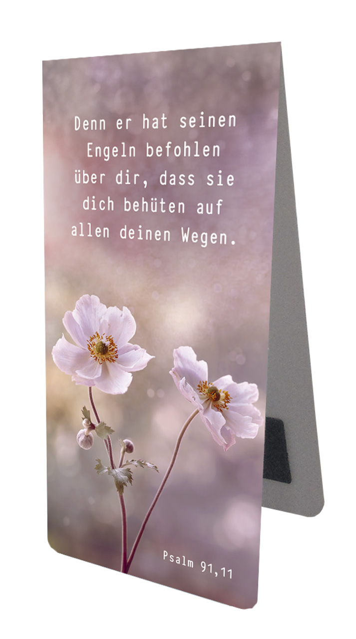 Magnetlesezeichen rosa Blüten -  Anlass: Krankheit (4,5 x 9,5 cm)