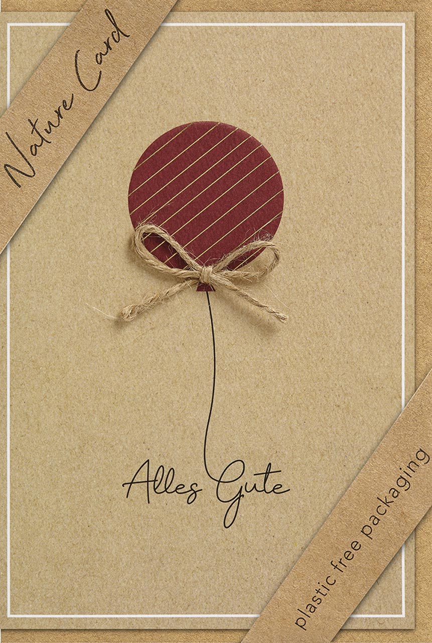 Faltkarte Luftballon mit Schleife – Alles Gute