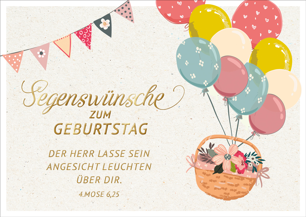Postkarte Wimpel Luftballons -  Anlass: Geburtstag (14,8 x 10,5 cm)