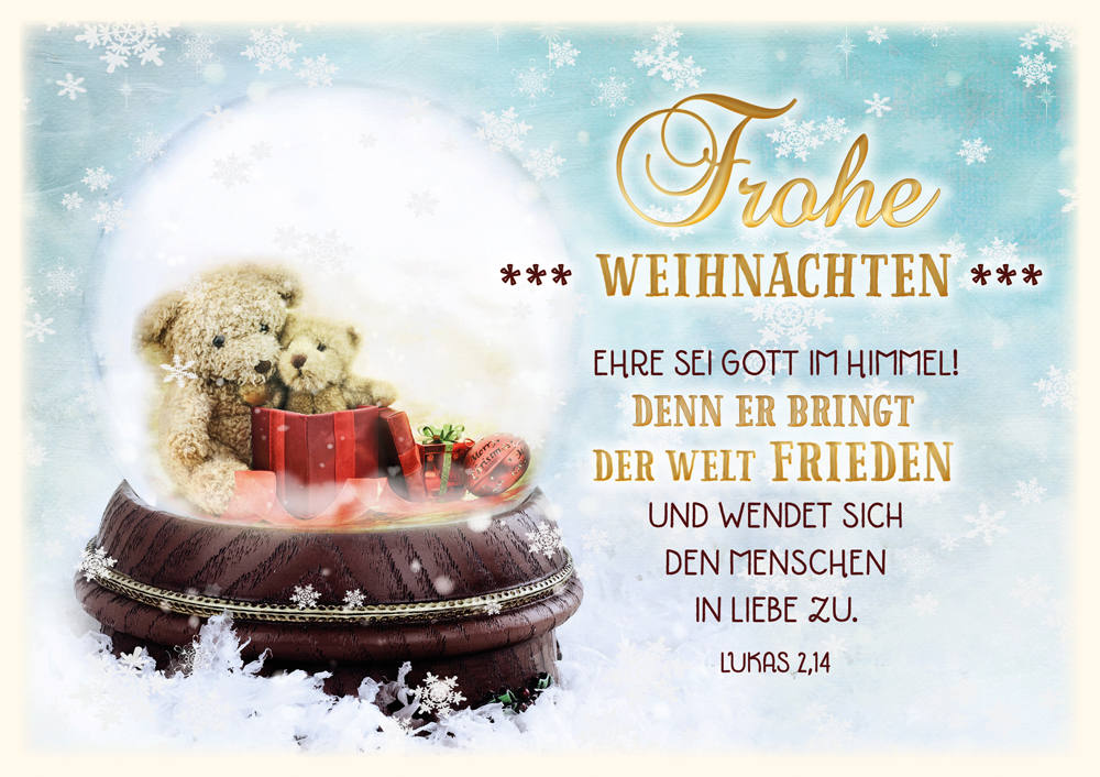 Faltkarte Schneekugel Teddy -  Anlass: Weihnachten (17 x 11,5 cm)