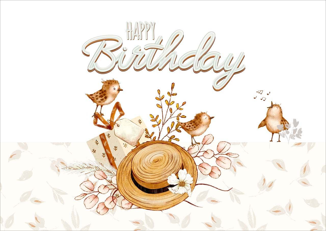 Postkarte Happy Birthday  - Hut -  Anlass: Geburtstag (14,8 x 10,5 cm)