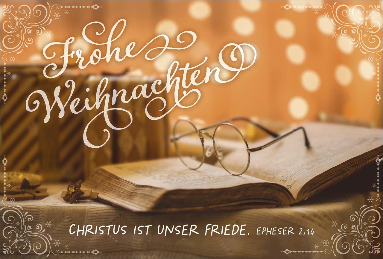 Postkarte Brille auf aufgeschlagenen Buch - Anlass: Weihnachten (14,8 x 10,5 cm) Postkarte Brille auf aufgeschlagenen Buch - Anlass: Weihnachten (14,8 x 10,5 cm)