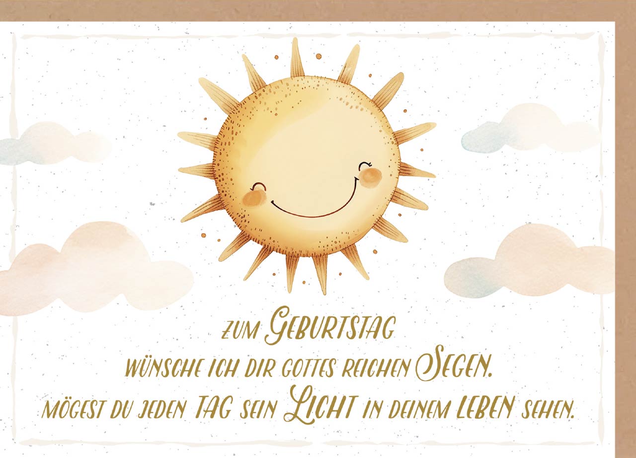 Faltkarte Sonne zum Geburtstag -  Anlass: Geburtstag (17 x 12 cm)