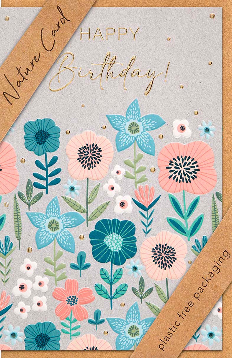 Faltkarte Bunte Blumen -  Anlass: Geburtstag (11,5 x 17 cm)