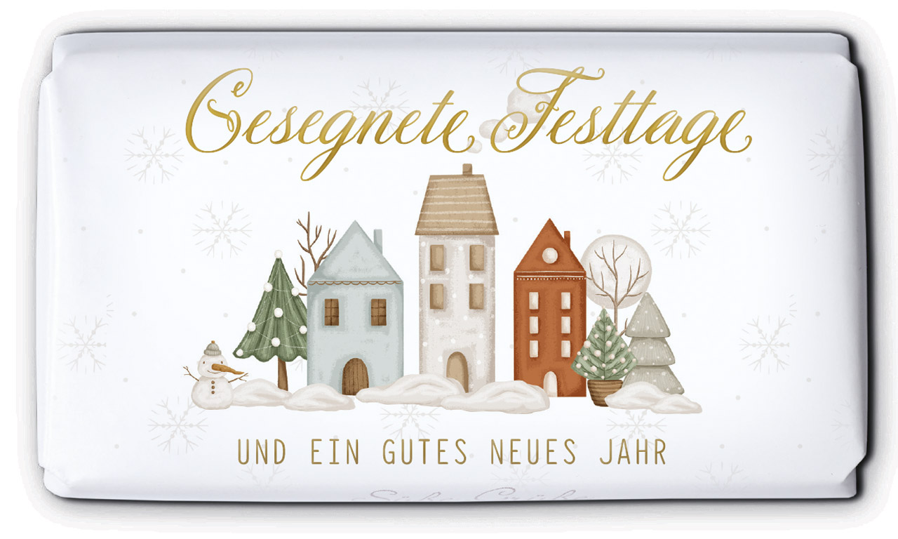 Schokolade Gesegnete Festtage -  Anlass: Weihnachten (9,5 x 5,5 x 1 cm)