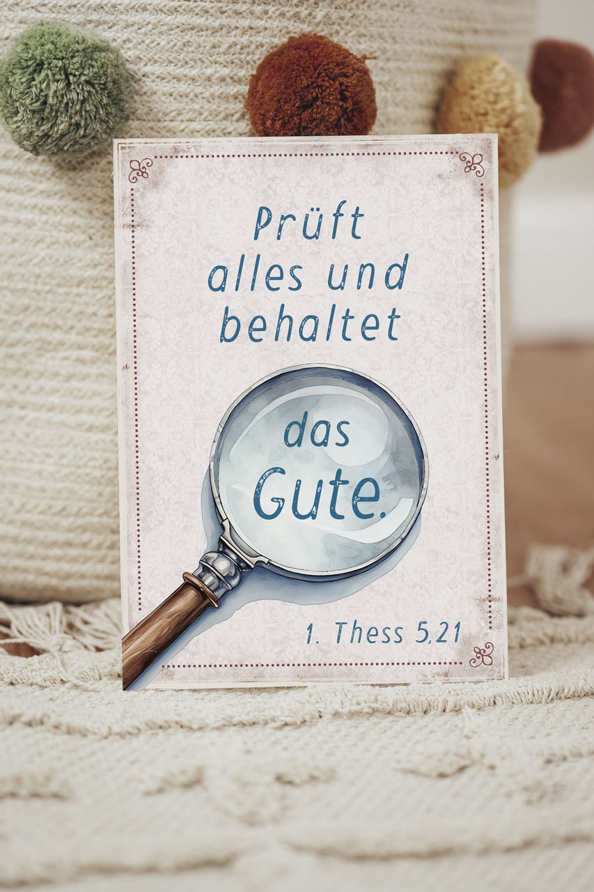 Postkarte Jahreslosung Lupe -  Anlass: Jahreslosung (10,5 x 14,8 cm)