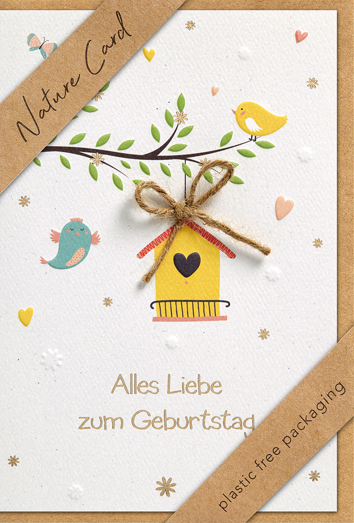 Faltkarte VogelhÃ¤uschen an Baum