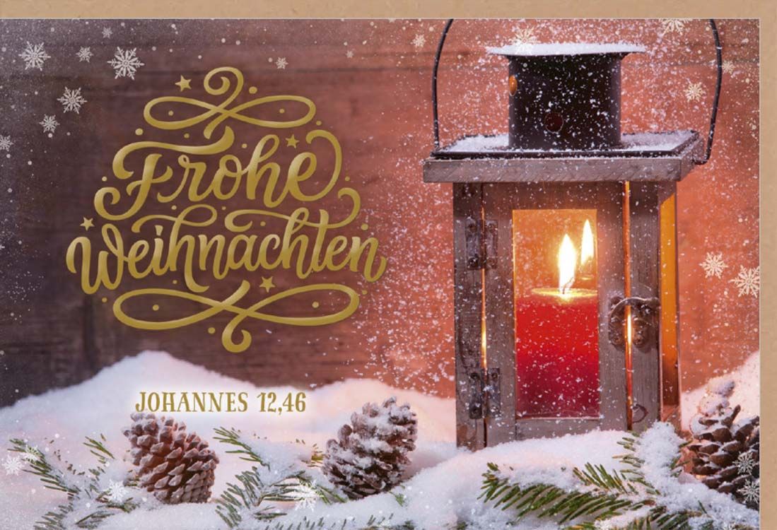 Faltkarte Viereckiges Windlicht -  Anlass: Weihnachten (17 x 11,5 cm)