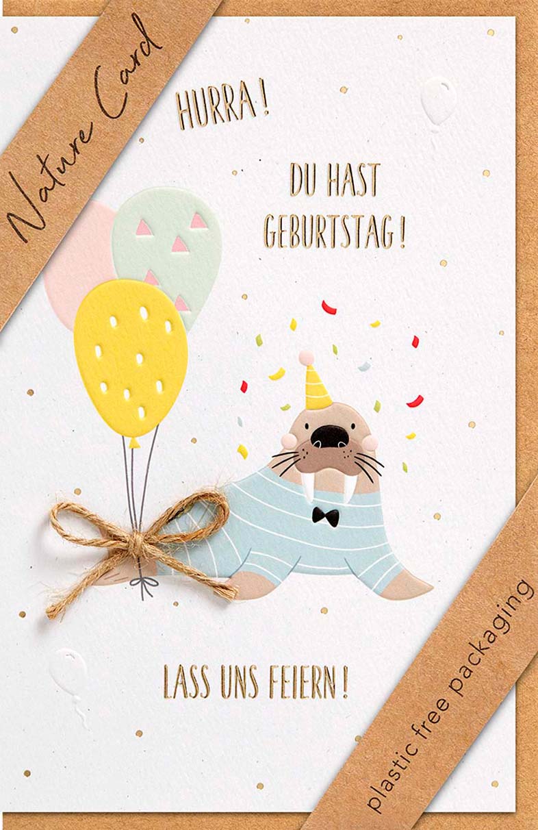 Faltkarte Walross -  Anlass: Geburtstag (11,5 x 17 cm)