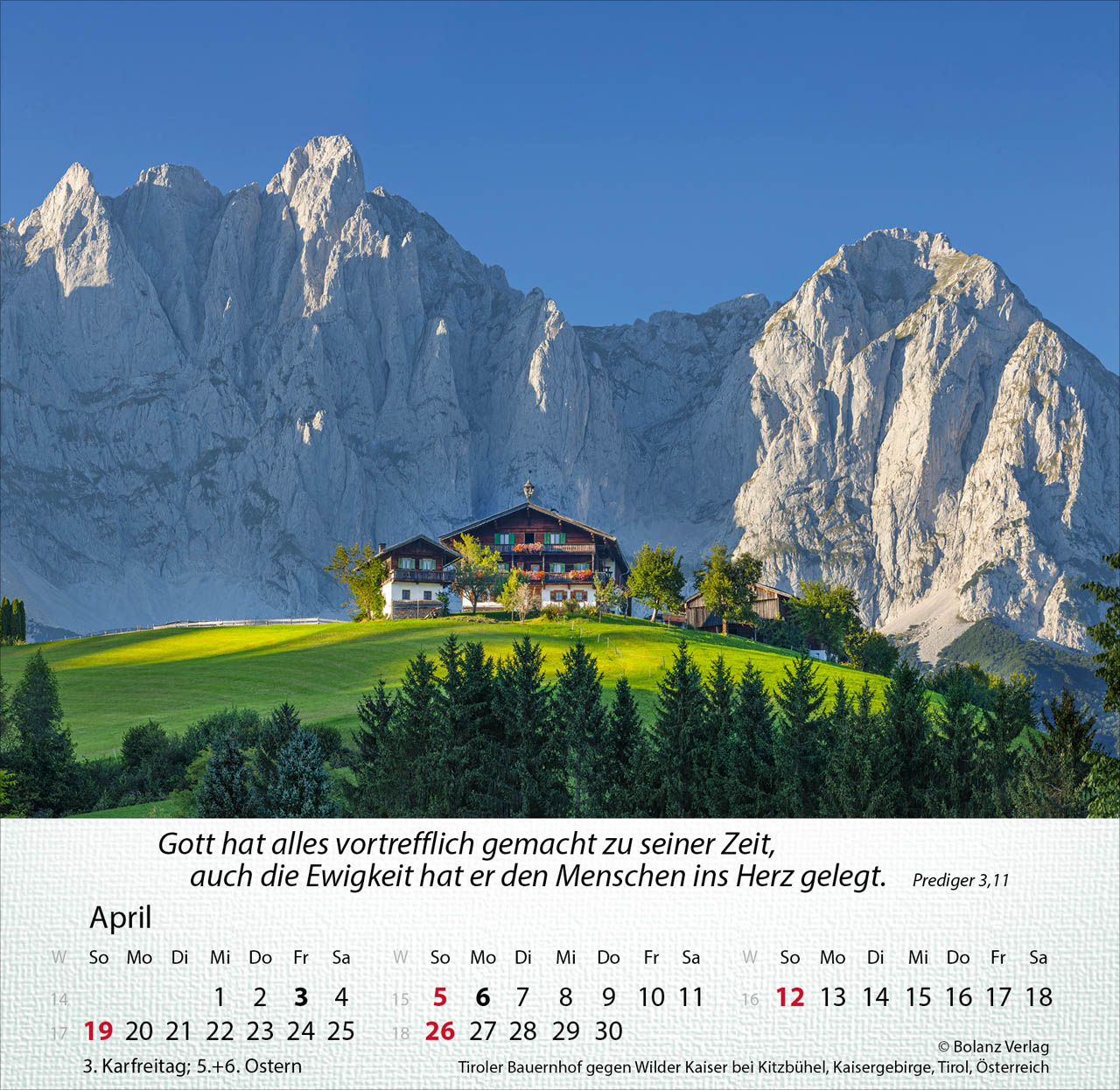 Berge 2026 - Tischkalender