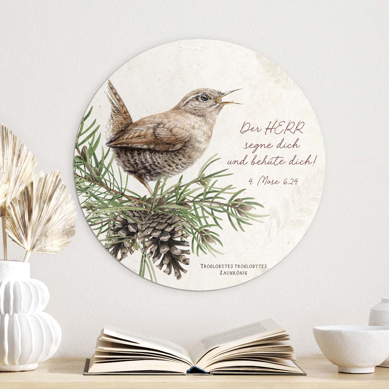 Wandschmuckbild Zaunkönig 40 cm -  (40 cm Durchmesser)