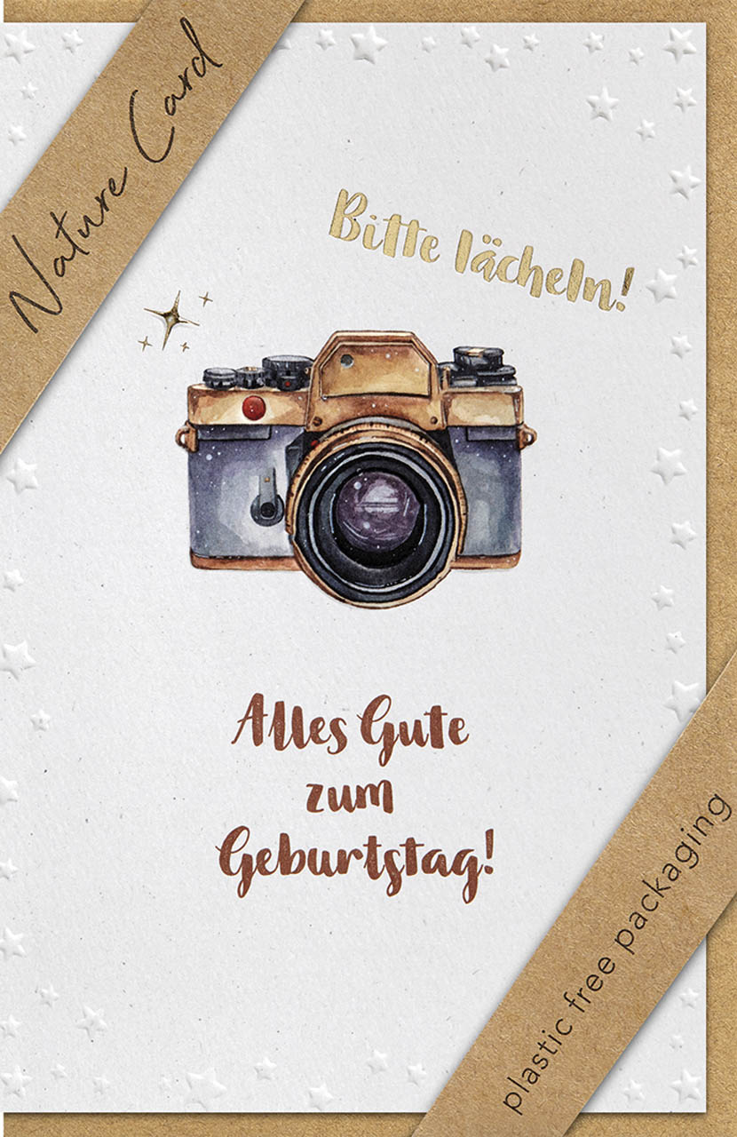 Faltkarte Bitte lächeln! -  Anlass: Geburtstag (11,5 x 17 cm)