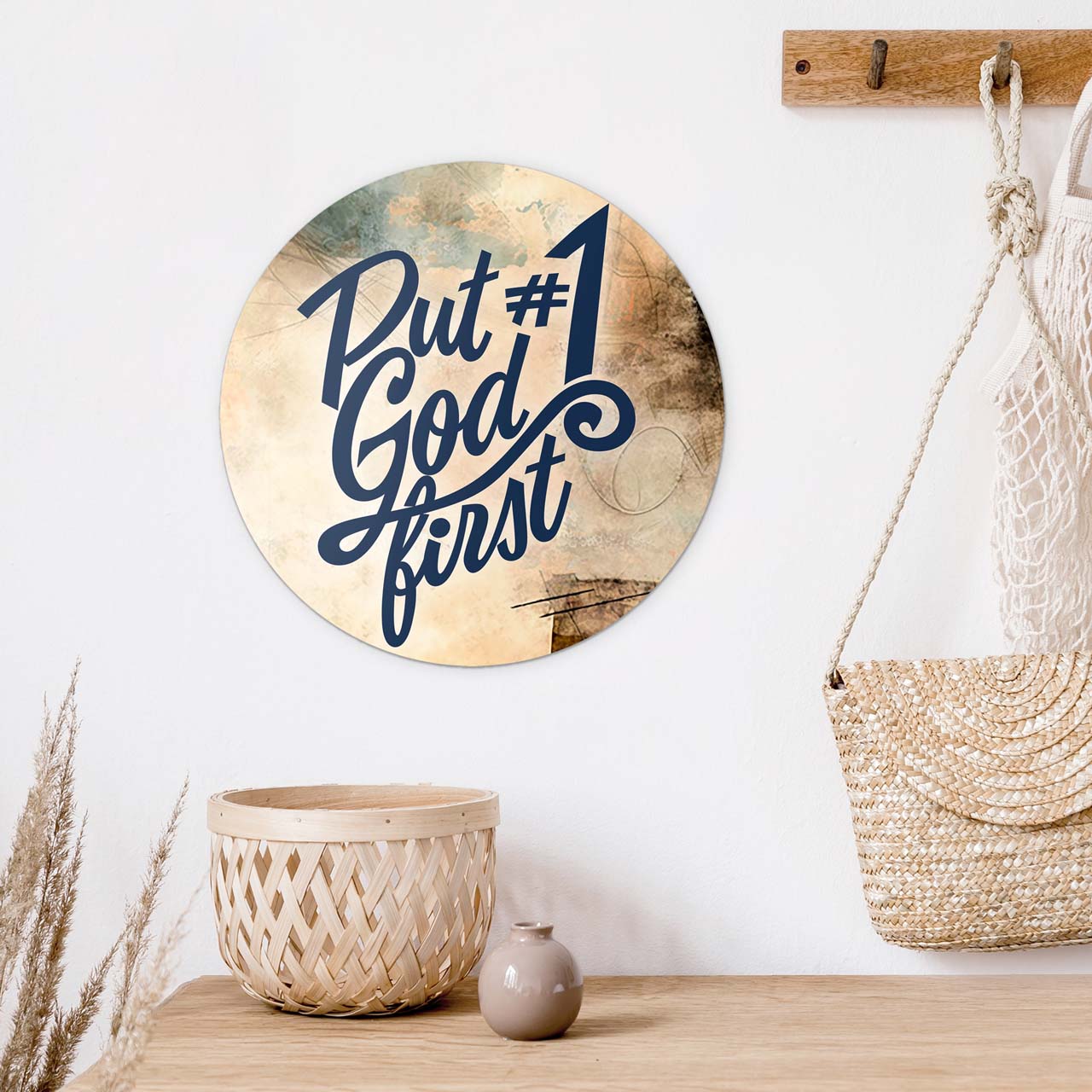 Wandschmuckbild God first 25 cm -  (25 cm Durchmesser)