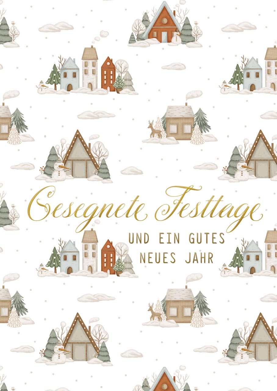 Postkarte Häuser -  Anlass: Weihnachten (10,5 x 14,8 cm)