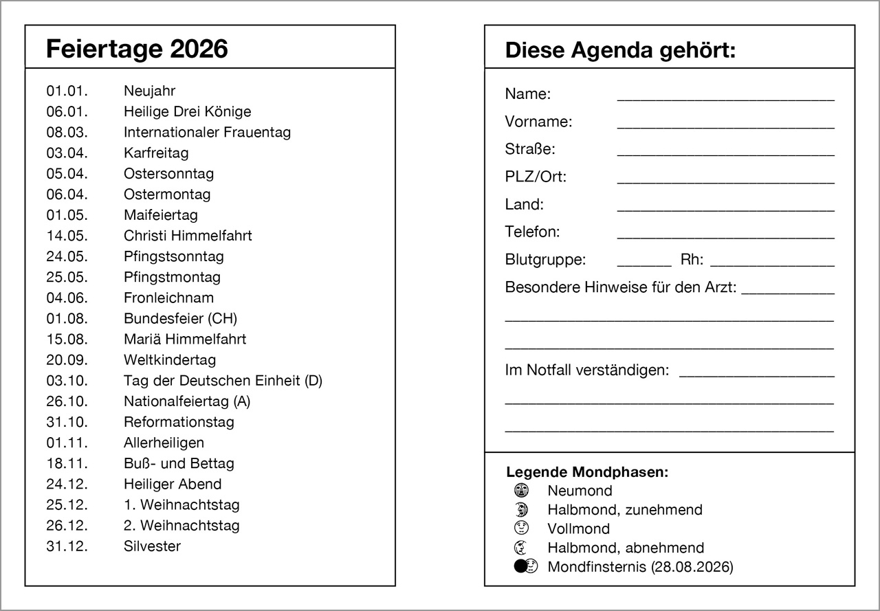 Farbfoto-Agenda 2026