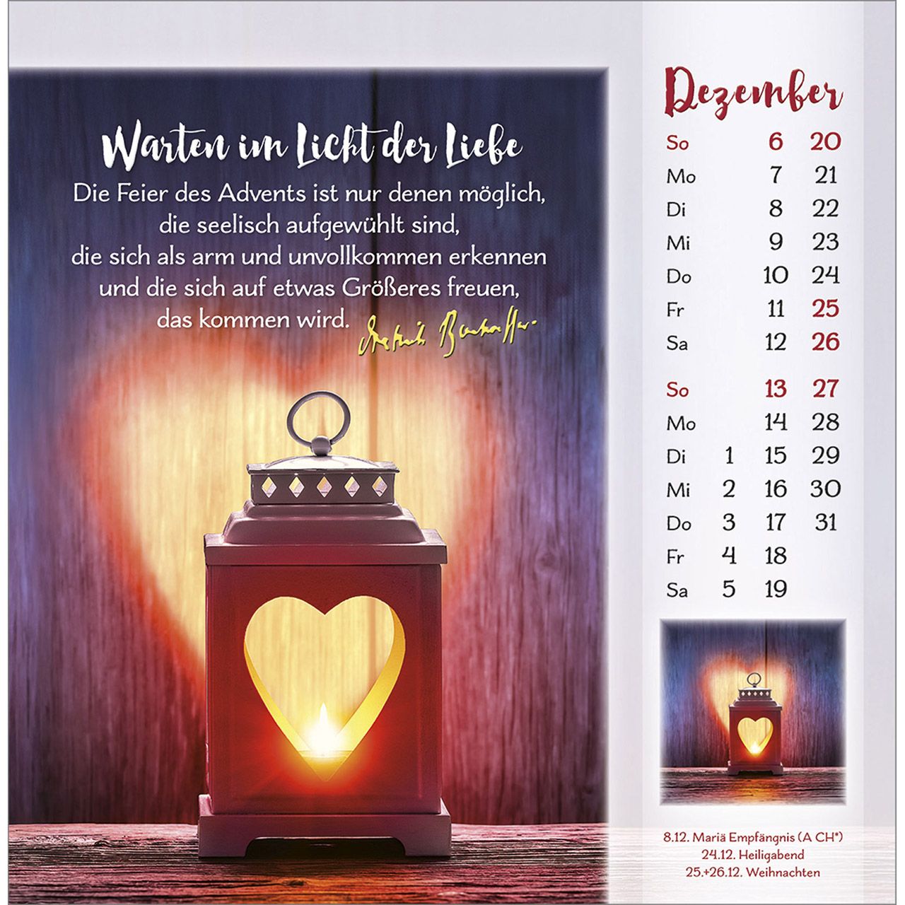 Gott ist für dich 2026 -  Autor: Dietrich Bonhoeffer (16 x 16 cm)