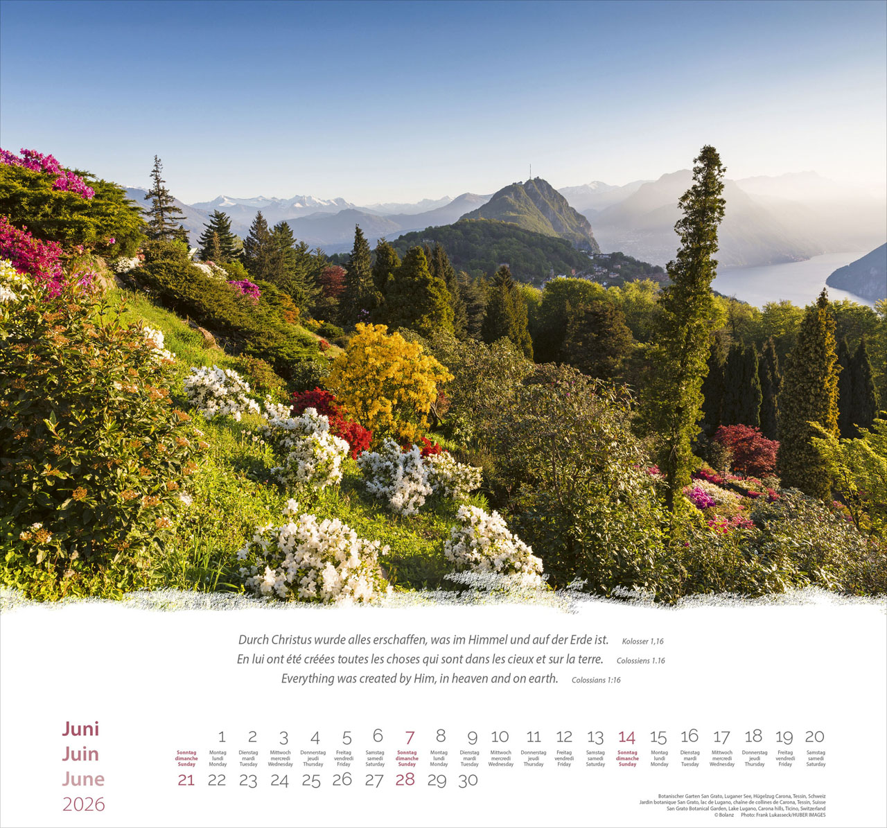 Berge-Montagnes-Mountains 2026 - Wandkalender