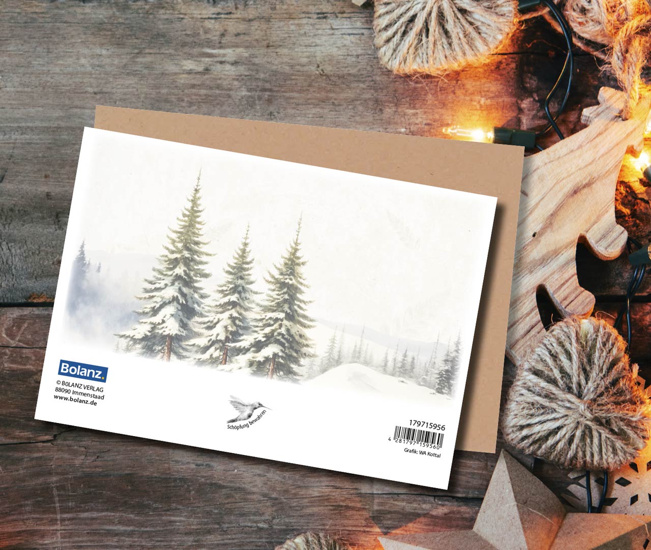 Faltkarte Wintertannen -  Anlass: Weihnachten (17 x 12 cm)