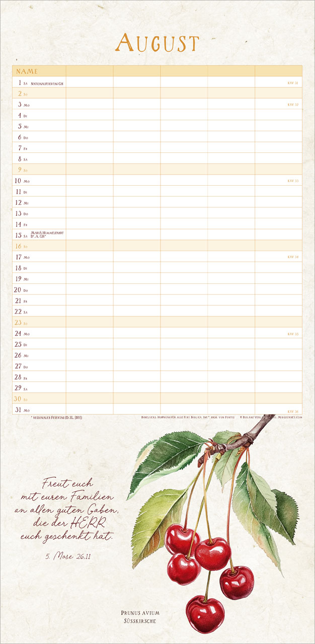 NaturWunder des Schöpfers 2026 - Familienplaner