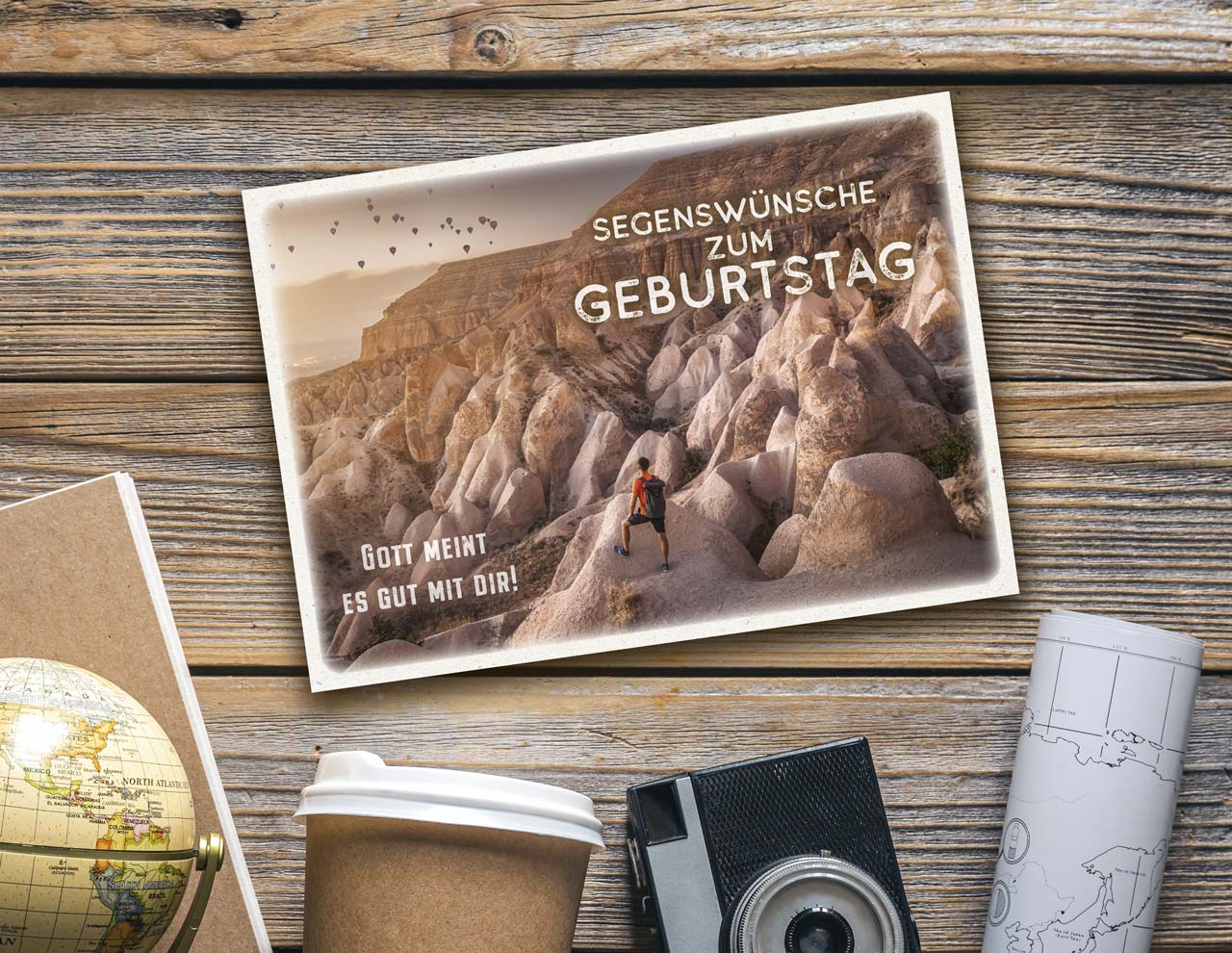 Postkarte Segenswünsche zum Geburtstag Bergsteiger -  Anlass: Geburtstag (14,8 x 10,5 cm)