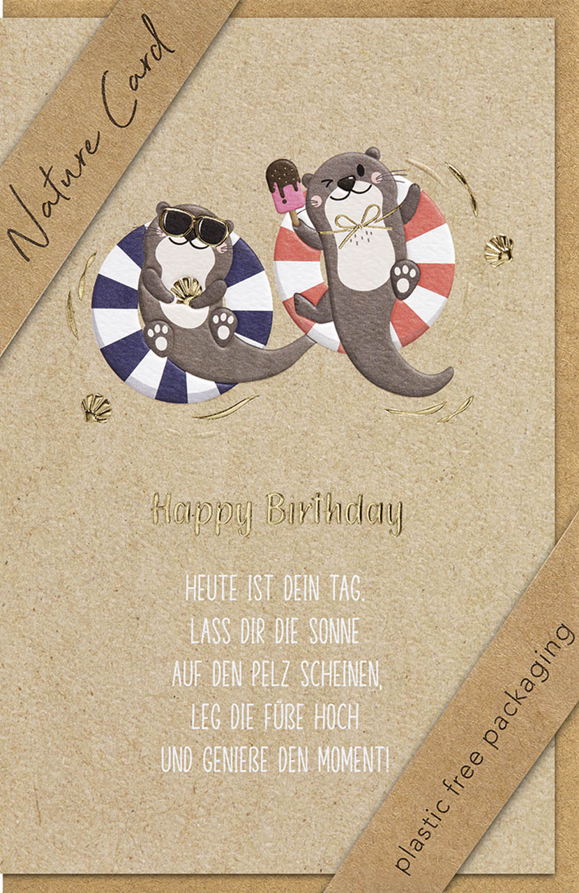Faltkarte Happy Birthday Otter -  Anlass: Geburtstag (11,5 x 17 cm)