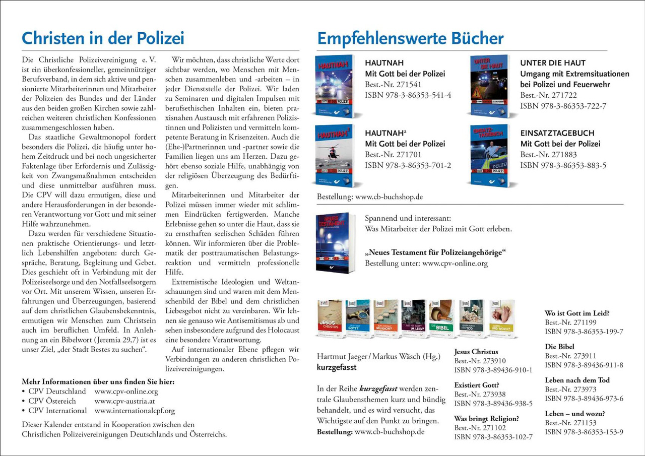 Mit Gott bei der Polizei 2026 -  (29,7 x 21 cm)