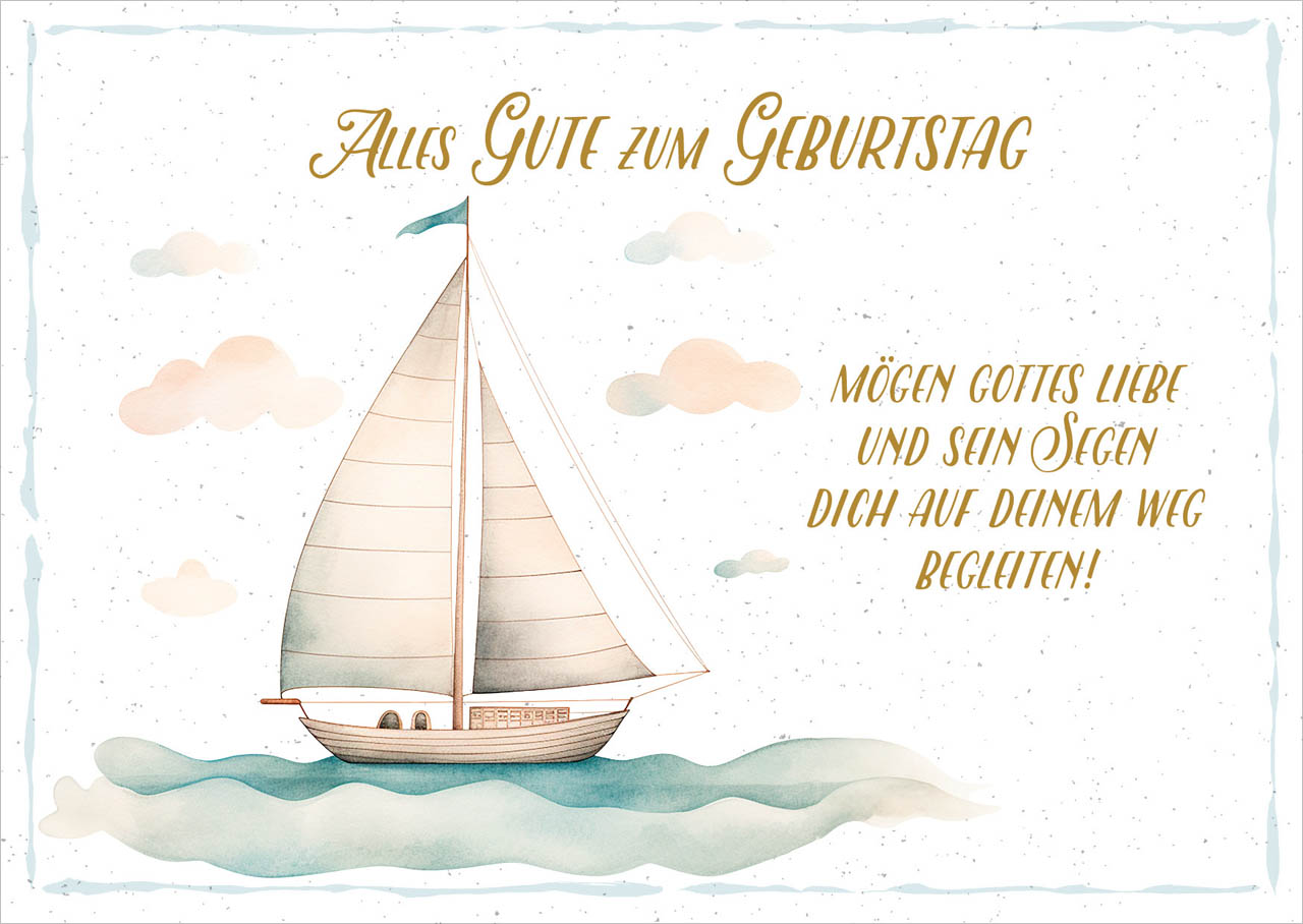 Postkarte Segelschiff -  Anlass: Geburtstag (14,8 x 10,5 cm)