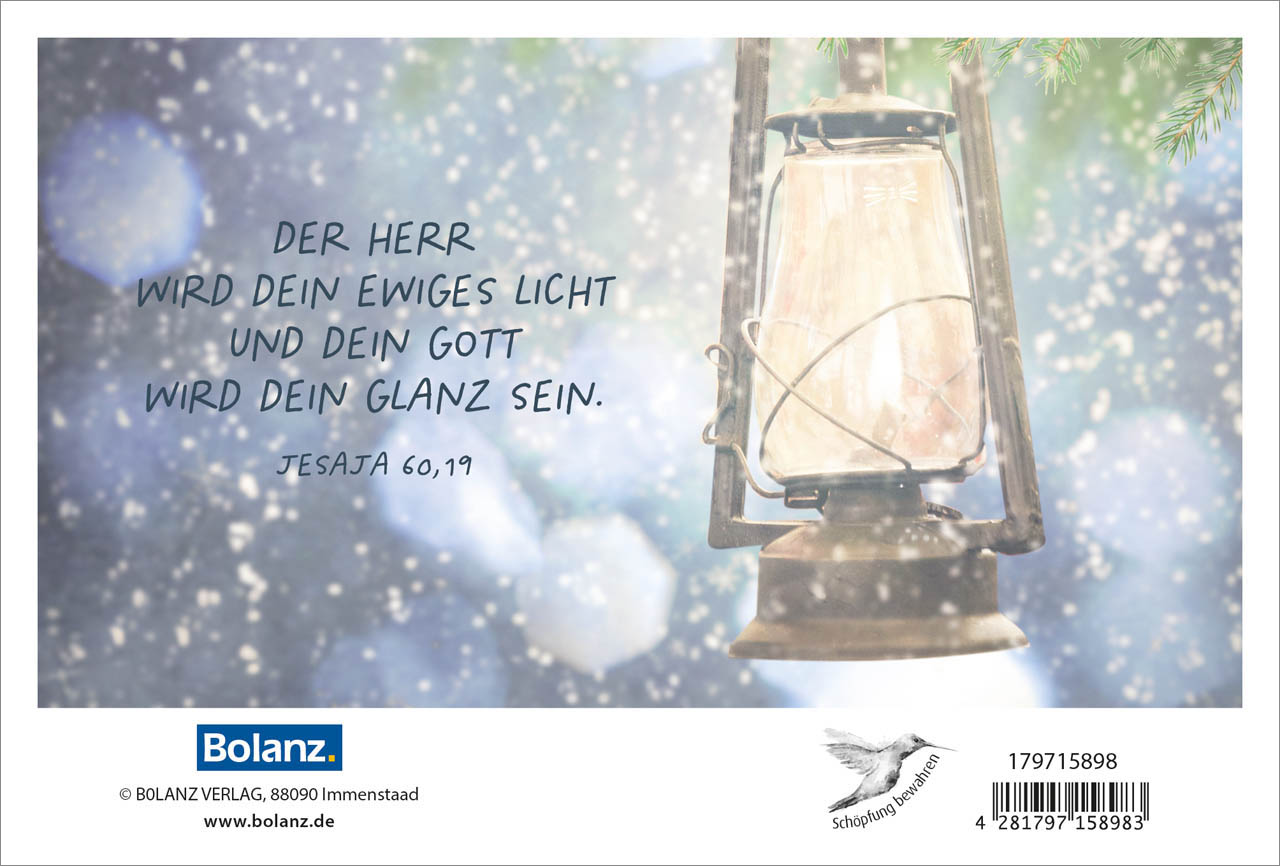 Faltkarte Öllampe -  Anlass: Weihnachten (17 x 11,5 cm)