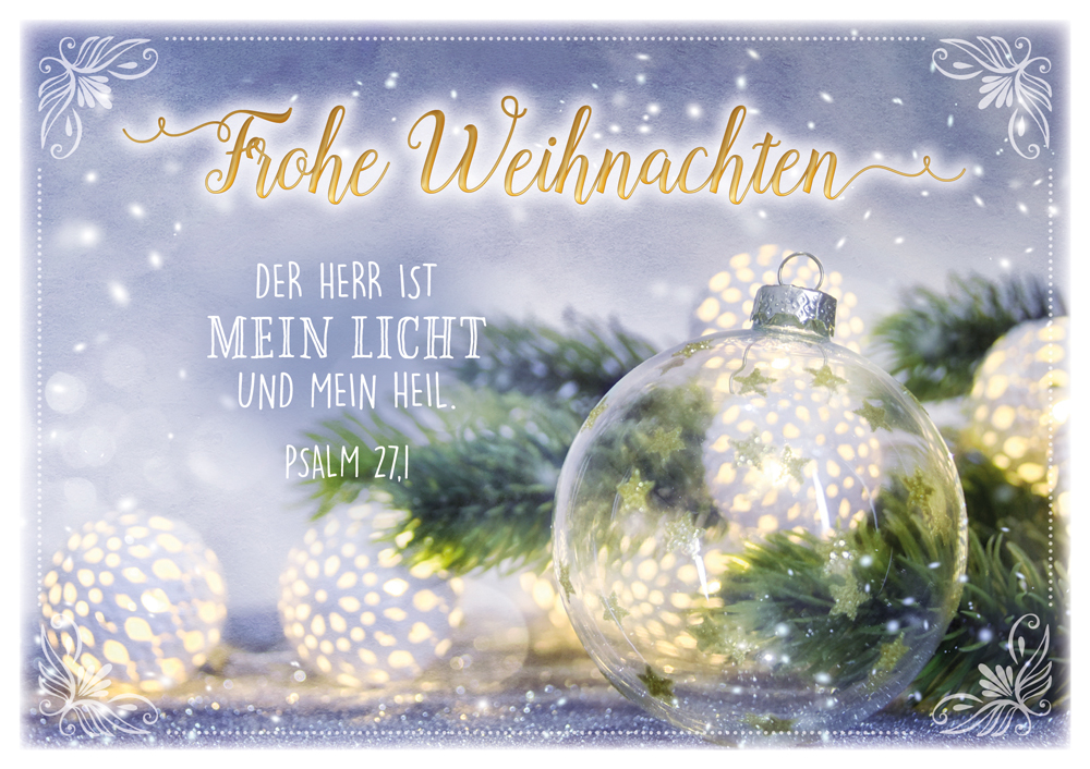 Faltkarte 3 Glaskugeln -  Anlass: Weihnachten (17 x 12 cm)