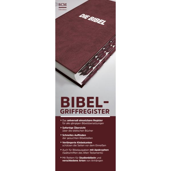 Bibel-Griffregister rot -  2. Auflage (10,3 x 29,5 x 0,2 cm)