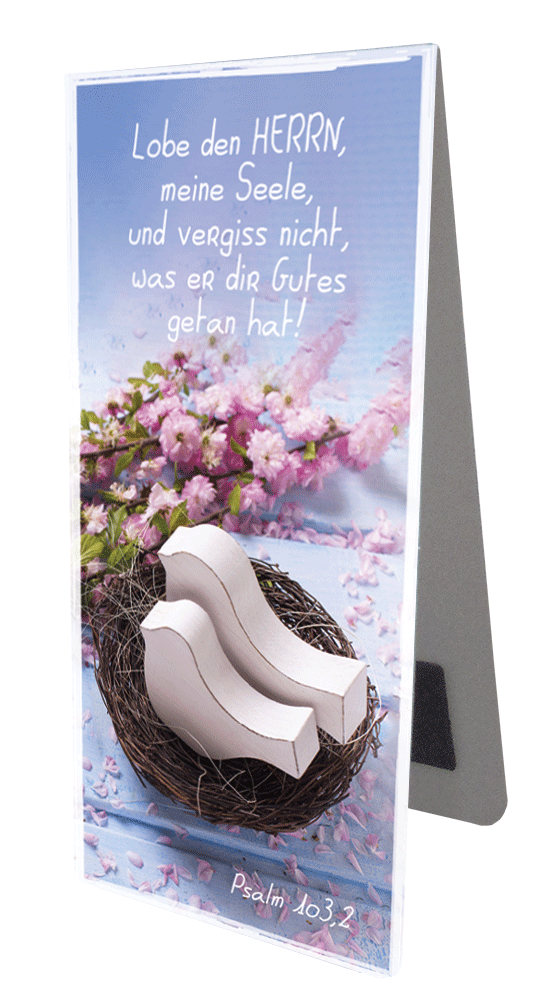 Magnetlesezeichen Holzvögel im Nest -  (4,5 x 9,5 cm)