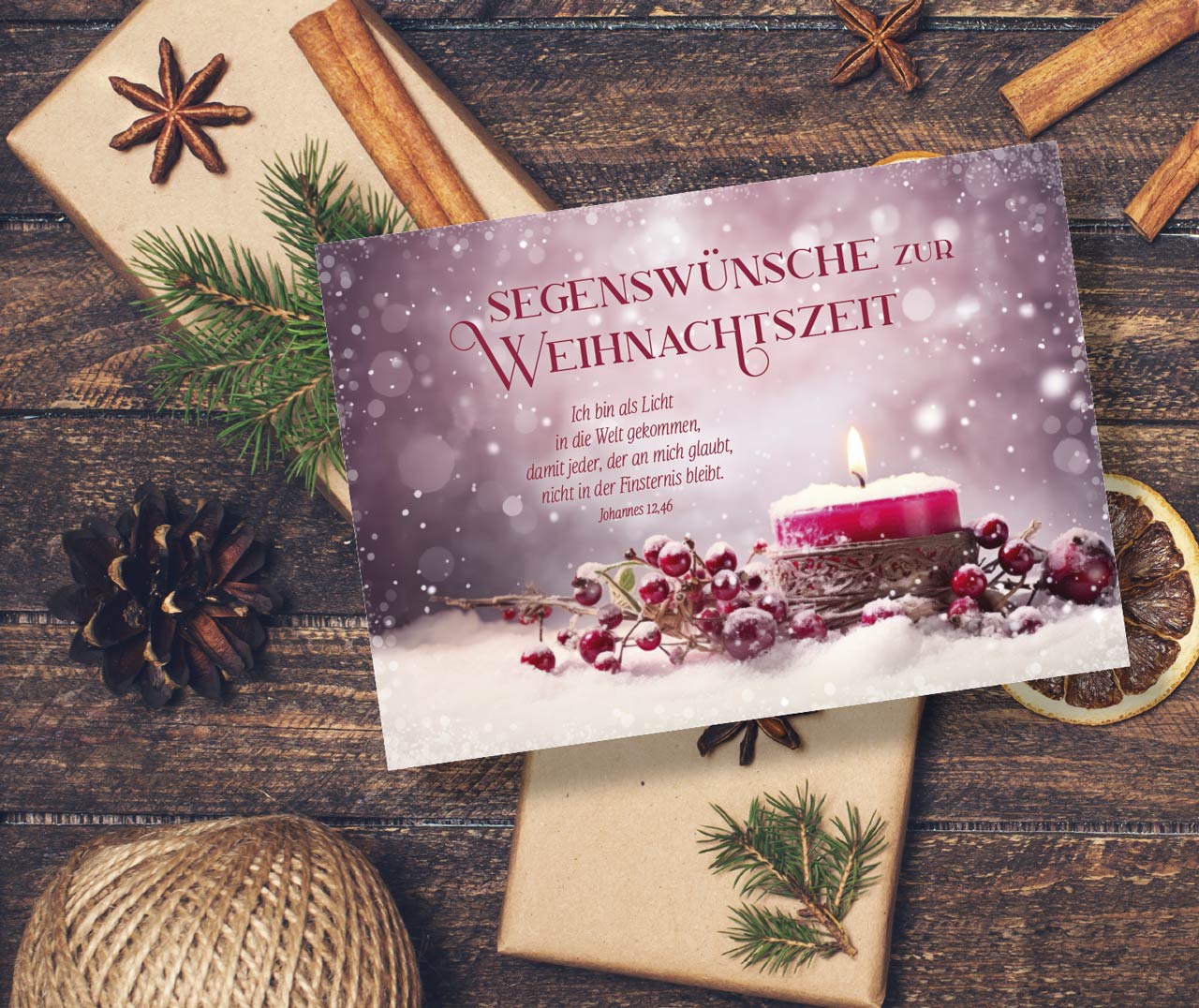 Postkarte Rote Kerze zur Weihnachtszeit -  Anlass: Weihnachten (14,8 x 10,5 cm)