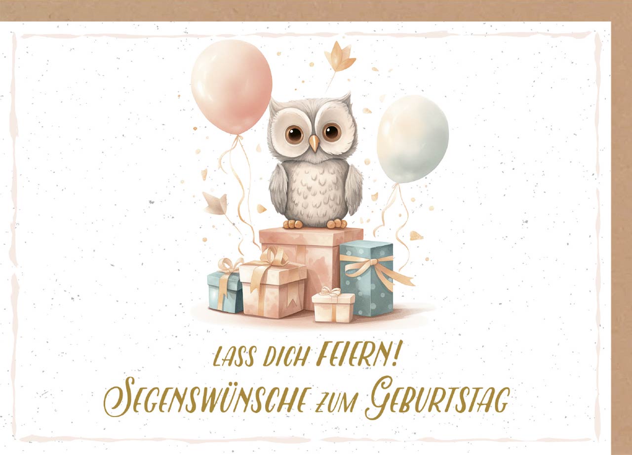 Faltkarte Eule zum Geburtstag -  Anlass: Geburtstag (17 x 12 cm)