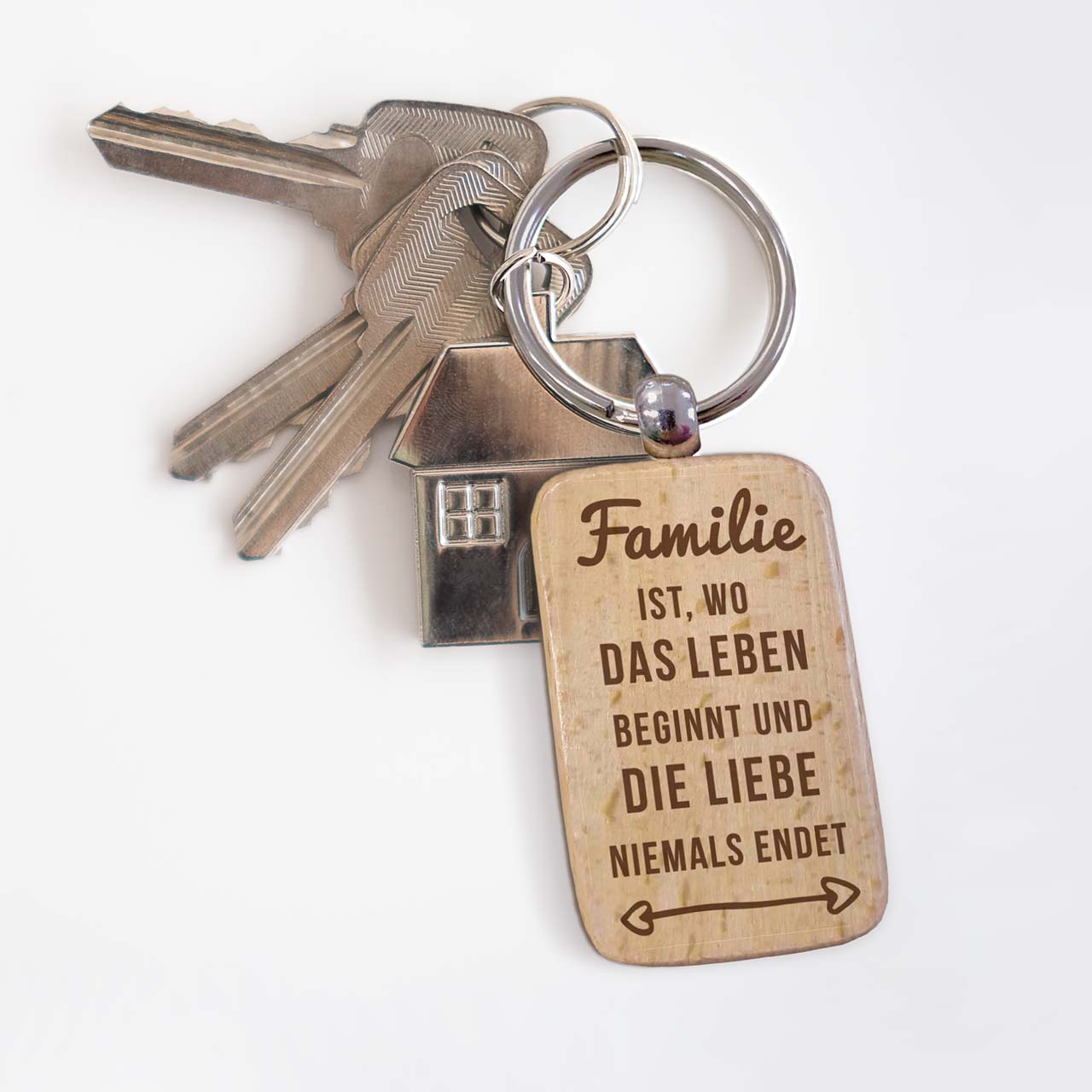 Schlüsselanhänger Familie ist, wo das Leben... -  (5,4 x 3,4 x 0,4 cm)