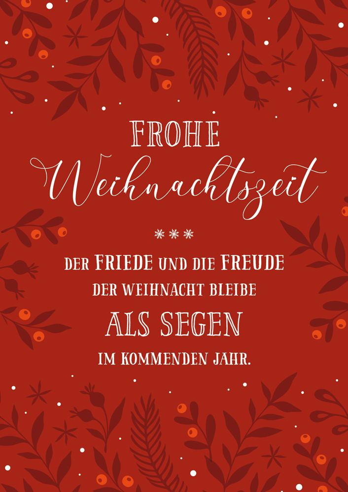 Faltkarte Rote Karte -  Anlass: Weihnachten (12 x 17 cm)