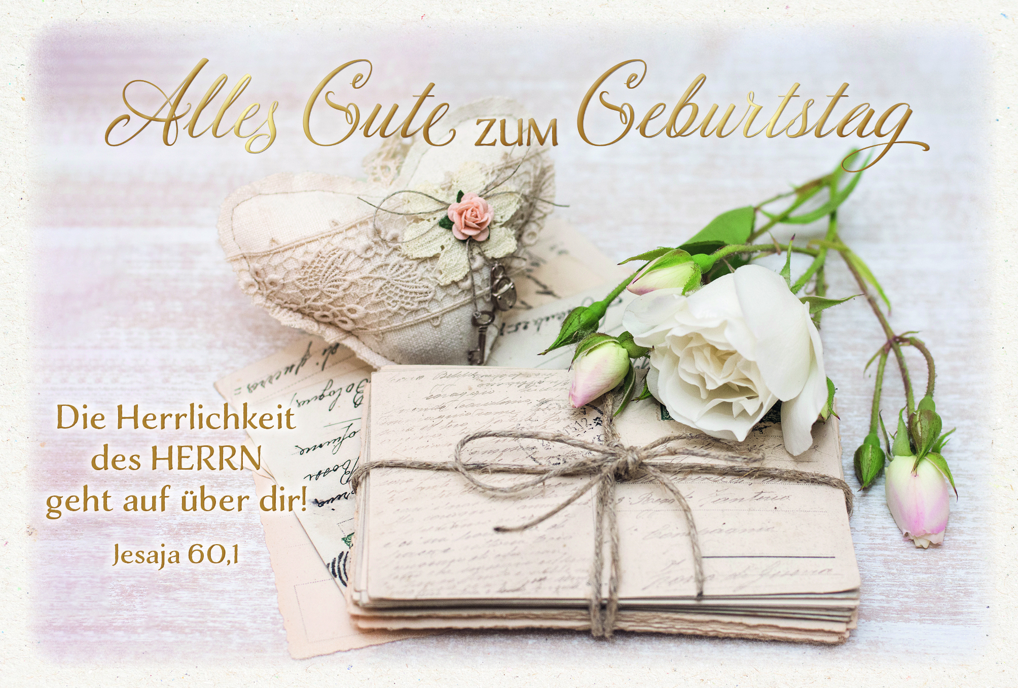 Postkarte Vintage Postkartenstapel gebunden -  Anlass: Geburtstag (14,8 x 10,5 cm)