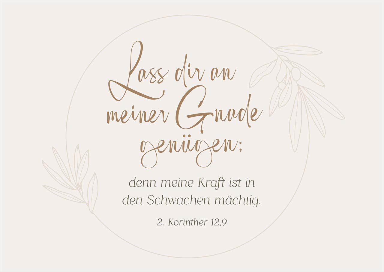Postkarte Gnade genügen -  (14,8 x 10,5 cm)