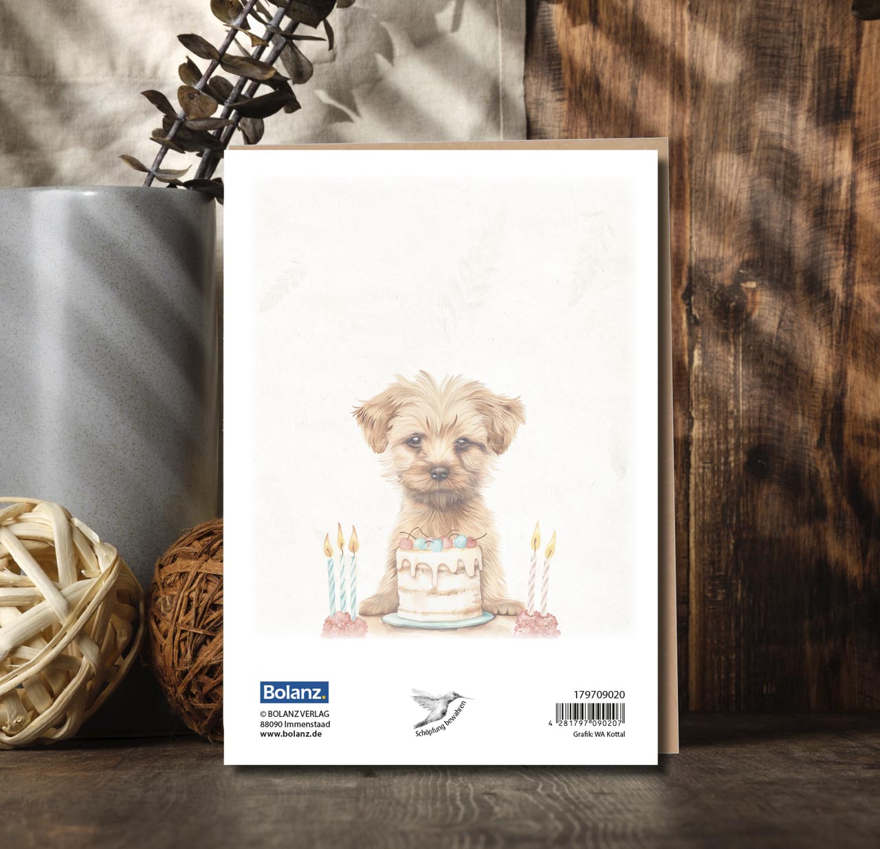 Faltkarte niedlicher Hund -  Anlass: Geburtstag (12 x 17 cm)