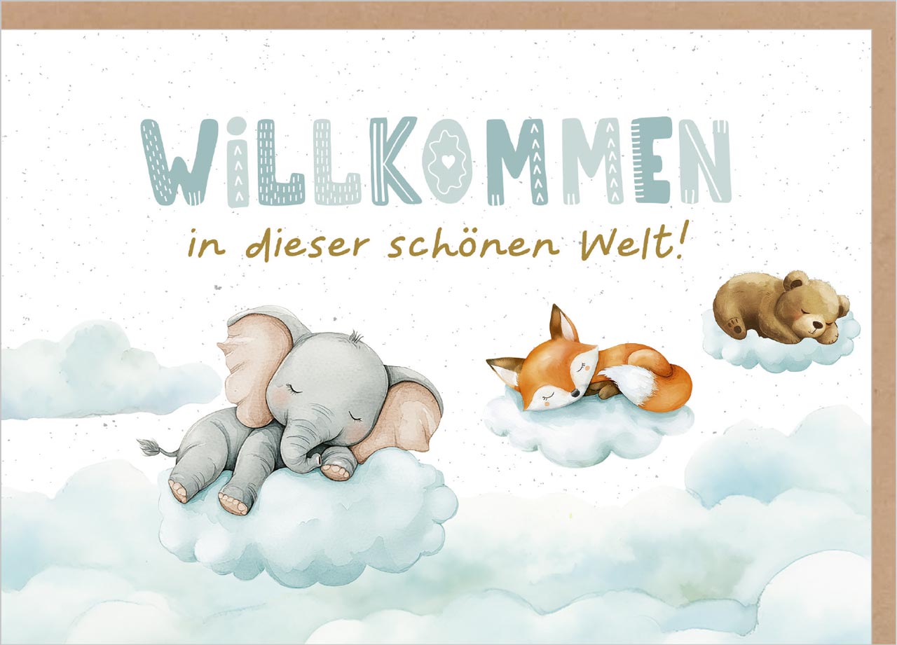 Faltkarte Willkommen in der Welt -  Anlass: Geburt (17 x 12 cm)