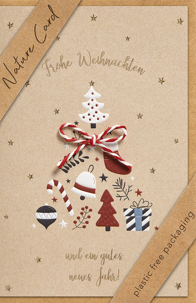 Faltkarte Weihnachten mit Schleife -  Anlass: Weihnachten (11,5 x 17 cm)