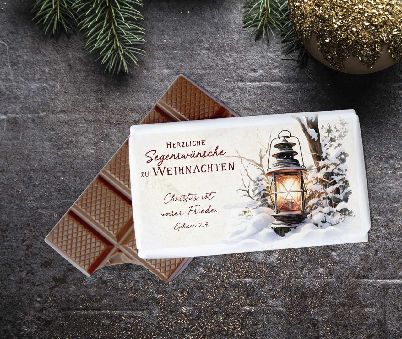 Schokolade Laterne im Schnee -  Anlass: Weihnachten (9,5 x 5,5 x 1 cm)