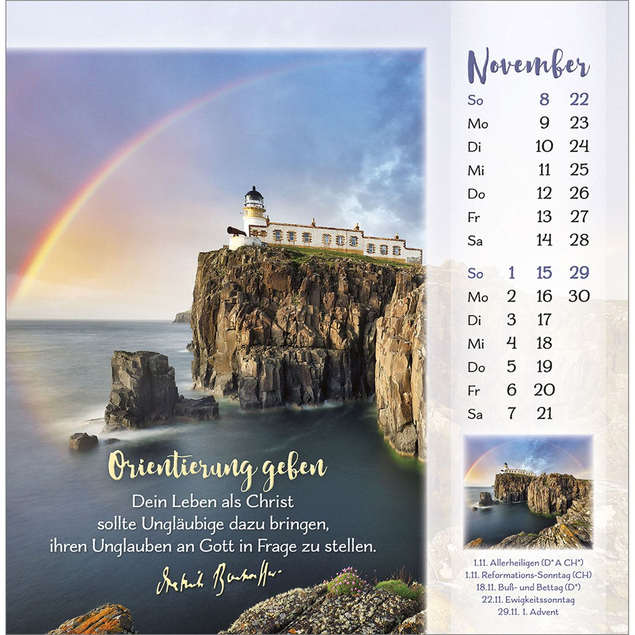 Gott ist für dich 2026 -  Autor: Dietrich Bonhoeffer (16 x 16 cm)