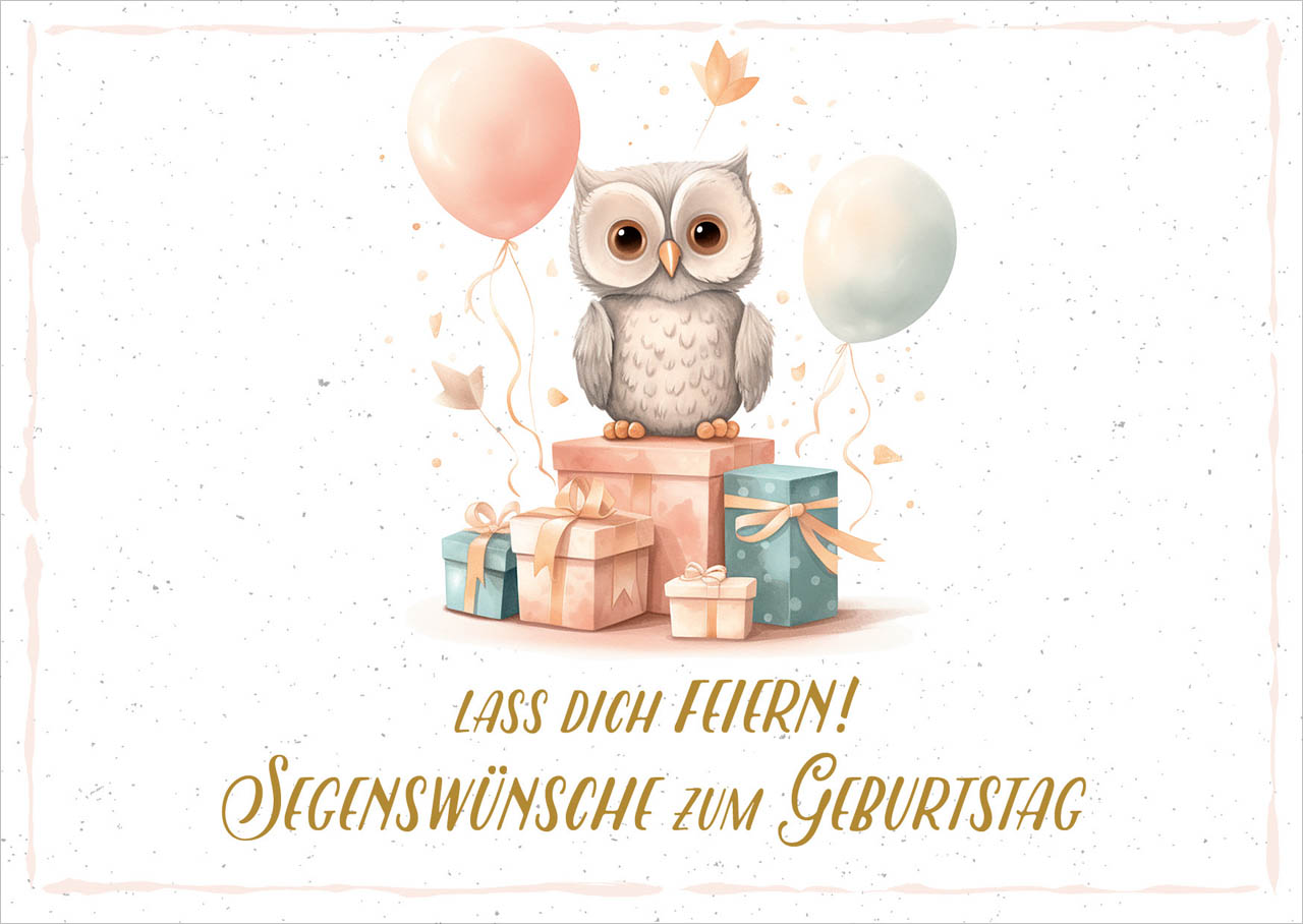 Postkarte Eule zum Geburtstag -  Anlass: Geburtstag (14,8 x 10,5 cm)