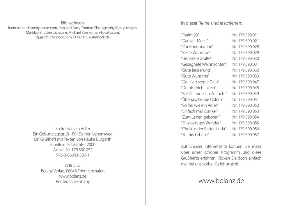 Grußheft So frei wie ein Adler - Anlass: Geburtstag (14,8 x 10,5 cm) Grußheft So frei wie ein Adler - Anlass: Geburtstag (14,8 x 10,5 cm)