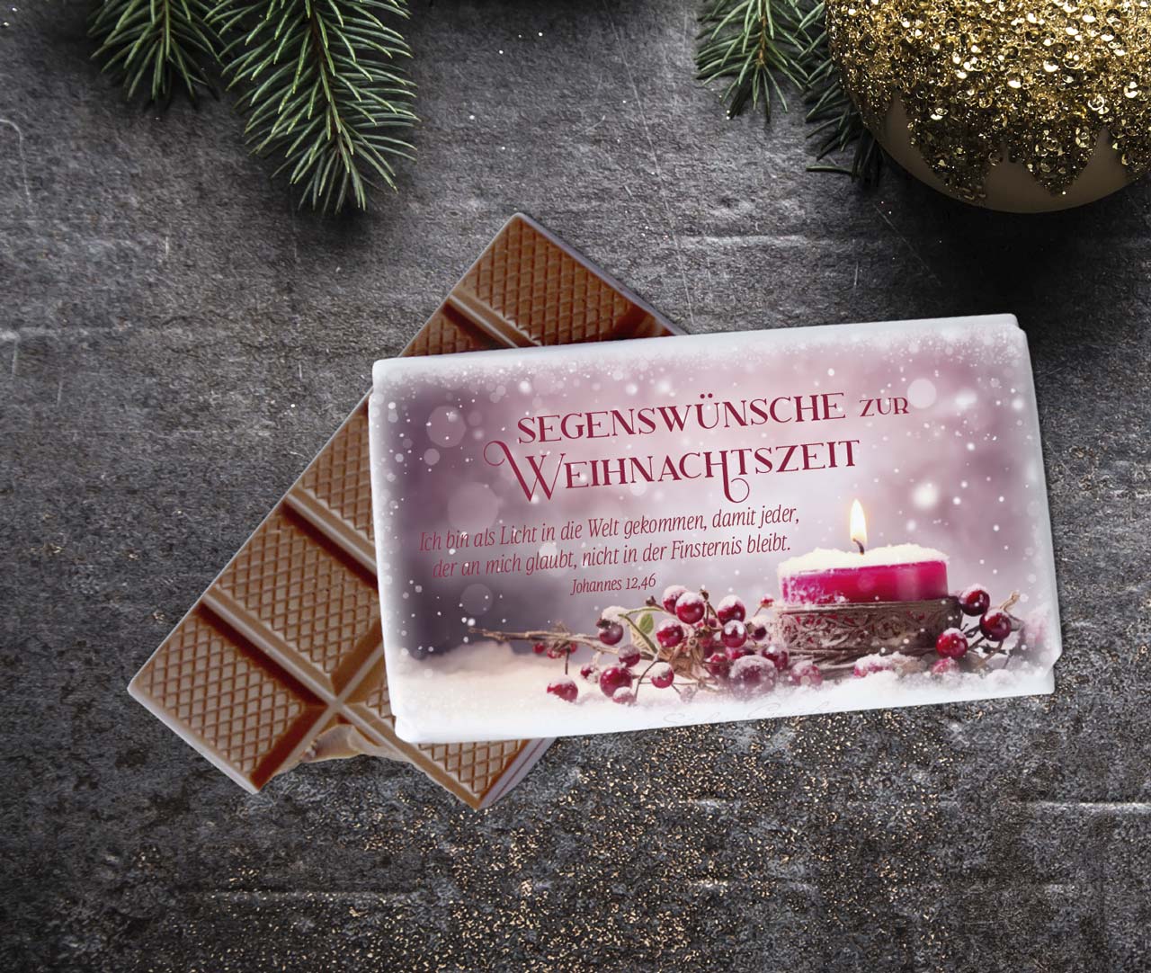 Schokolade rote Kerzen -  Anlass: Weihnachten (9,5 x 5,5 x 1 cm)