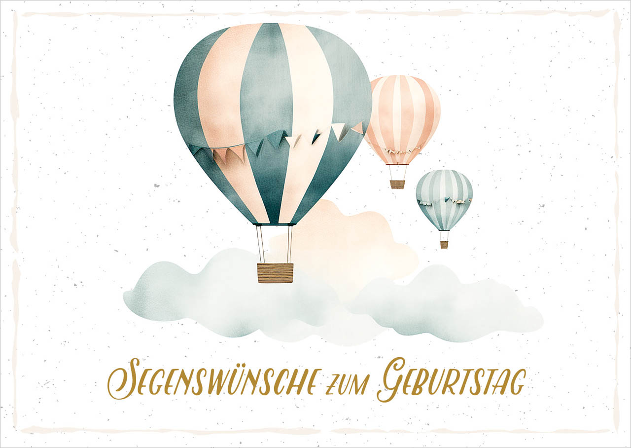 Postkarte Heißluftballon -  Anlass: Geburtstag (14,8 x 10,5 cm)
