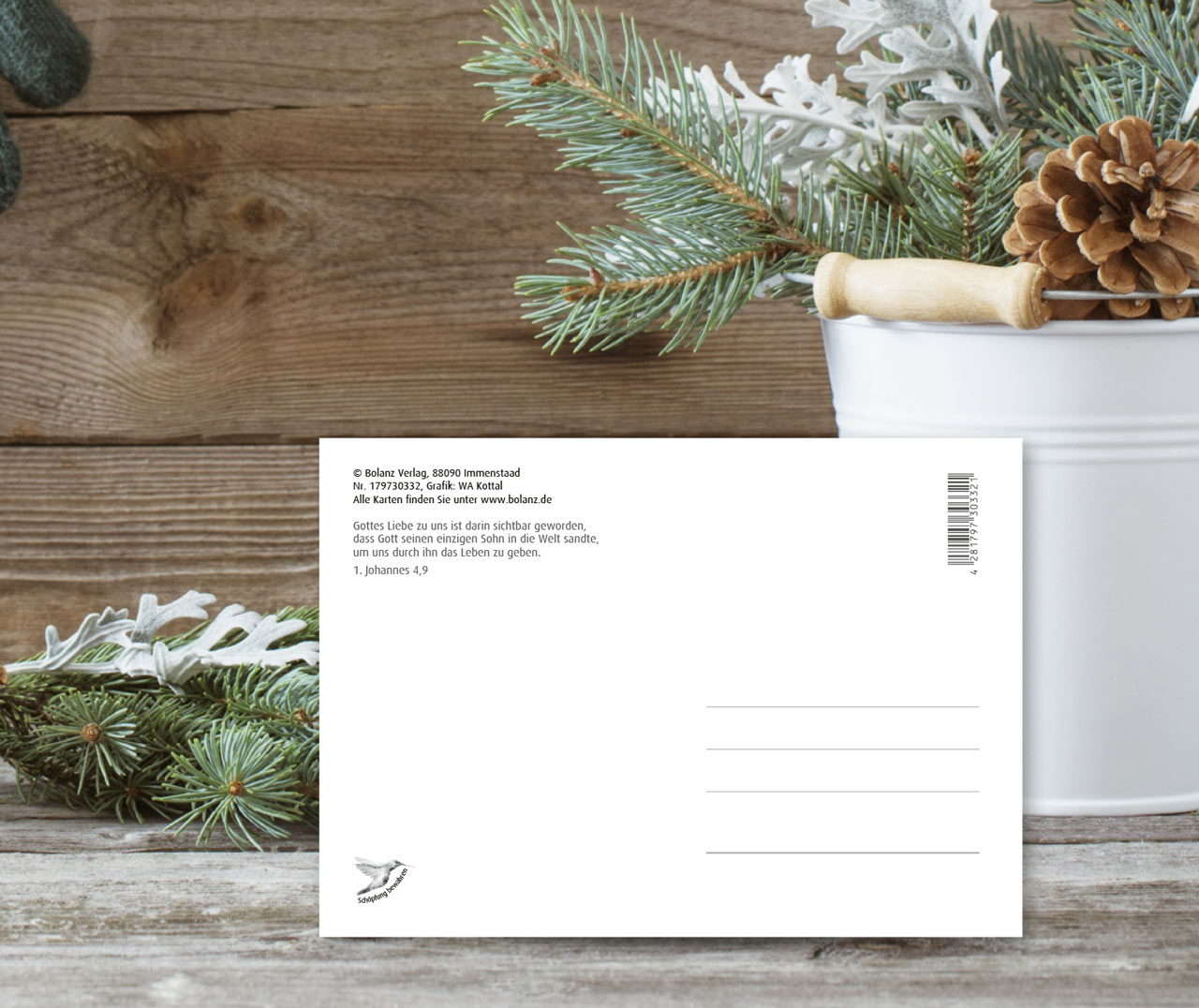 Postkarte Waldbach im Winter -  Anlass: Weihnachten (10,5 x 14,8 cm)